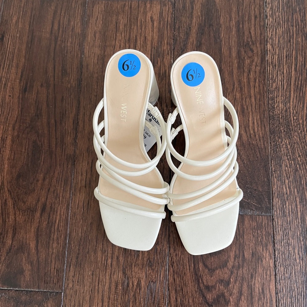 NWT Nine West - White Sandal Heels - Size 6.5